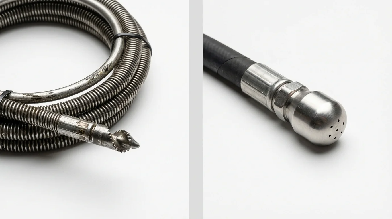 Drain snake cable and hydro jetting nozzle used for drain cleaning in Kirksville, MO