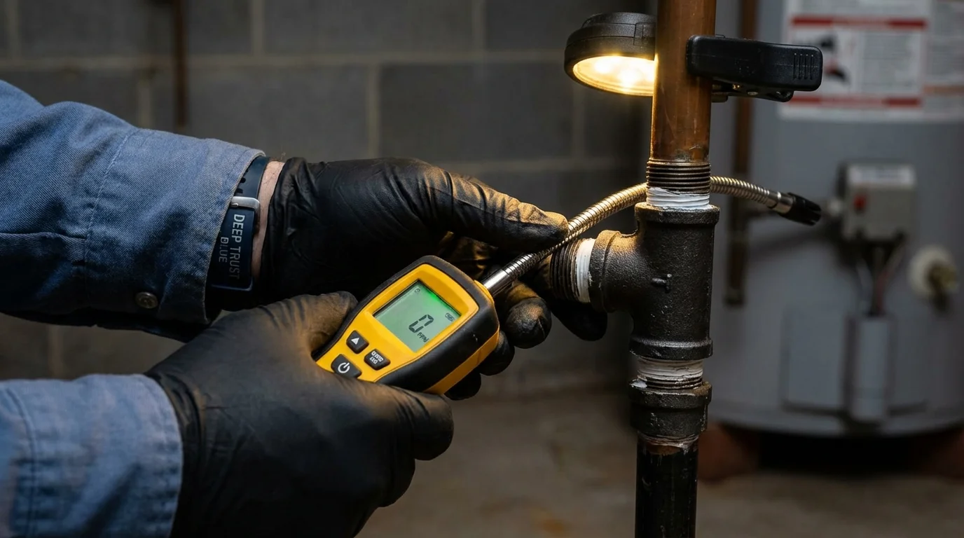 Gas leak detection with electronic sniffer by Johns Plumbing LLC in Kirksville